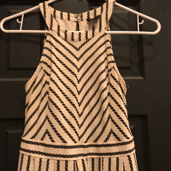 Ann Taylor 0P Long Off-White Dress w/Black Chain - Picture 1 of 6